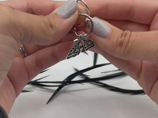 Silver Luna Moth Huggie Hoops - Goth Insect Earrings  - Cartilage Hoops - Wiccan Moon Phase Jewelry