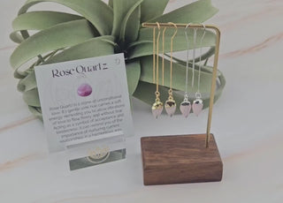 Rose Quartz Arrowhead Threader Earrings: Gold or Silver