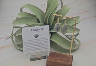 Teardrop Labradorite Earrings: Gold Bezel, Stainless Steel Hooks