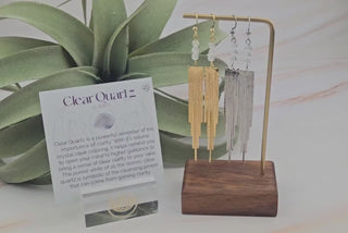 Clear Quartz Waterfall Earrings: Long Chain Tassel Boho Jewelry