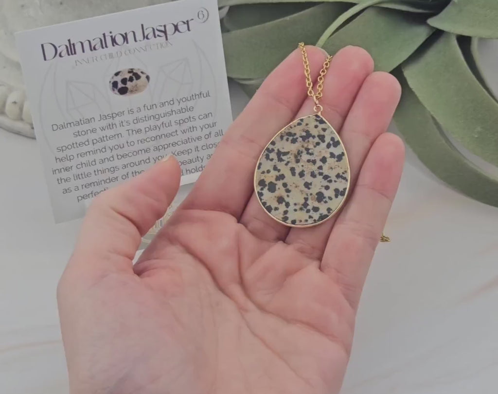 Dalmatian Jasper Necklace - Tear Drop Necklace - Natural Gemstone Pendant