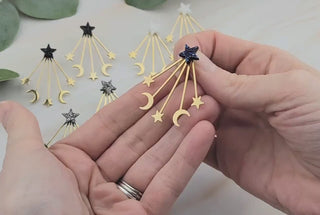 Gold Galaxy Ear Jacket - Celestial-Inspired Space Front Back Earring - Double Sided Earring - Druzy Star Earrings