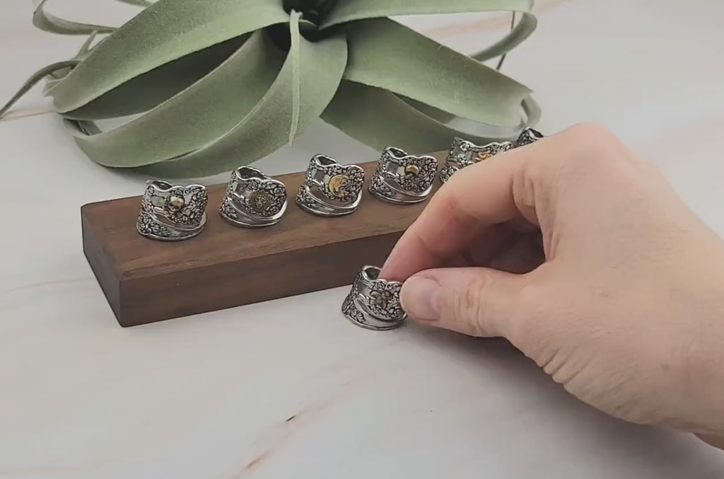 Mushroom Ring - Vintage Spoon Ring - Antique Style Floral Jewelry