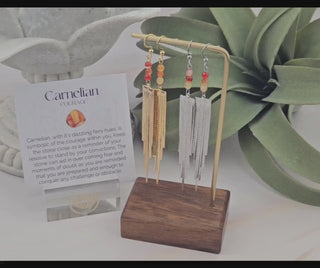 Carnelian Tassel Earrings: Gemstone Fringe, Stainless Steel Hooks