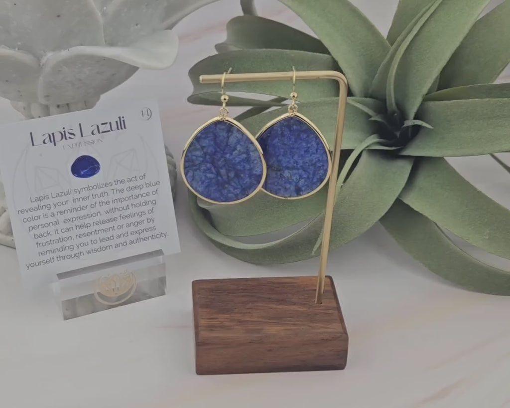 Lapis Lazuli Teardrop Earrings: Natural Gemstone, Stainless Steel