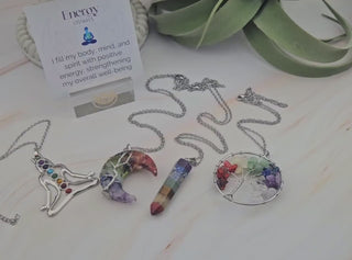 7 Chakra Stone Necklace: Stainless Steel Healing Crystal Pendant