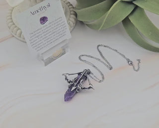 Bow and Arrow Necklace-Amethyst Archery Pendant - Archer Gift - Gemstone Necklace (018)