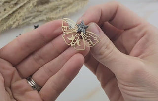Gold Moth Ear Jacket - Moth Earrings - Front Back Earring - Double Sided Earring - Druzy Earrings - Moth Jewelry - Luna Moth