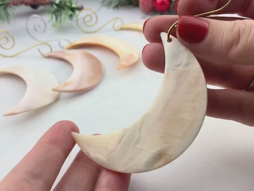 Shell Moon Ornament: Boho Celestial Tree Decoration