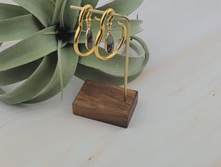 Labradorite Ear Weights: Gold Stainless Steel Hangers, Stretched Ears