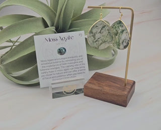 Moss Agate Earrings - Natural Gemstone Crystal Woodland Forest Cottage Core Mori Girl Jewelry