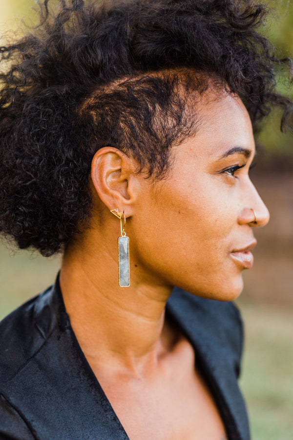 Crystal Bar Earrings - Labradorite / Transformation