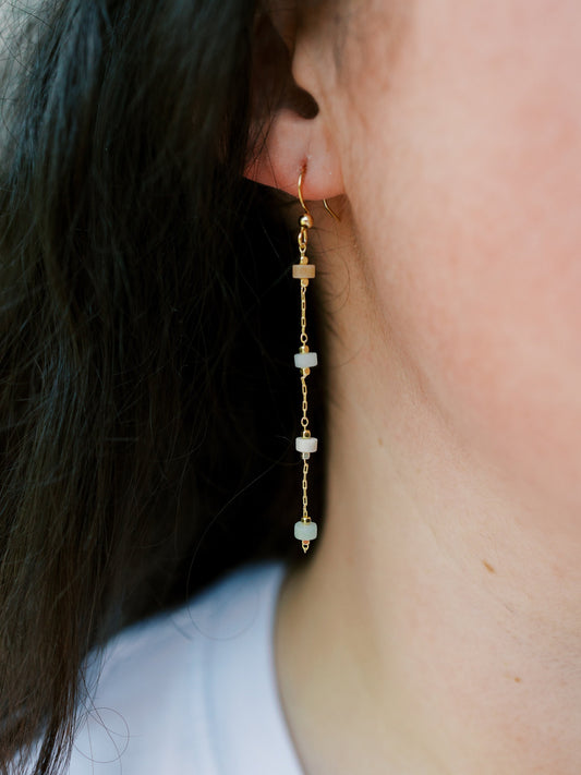18K Gold Chain Earrings - Amazonite / Confidence