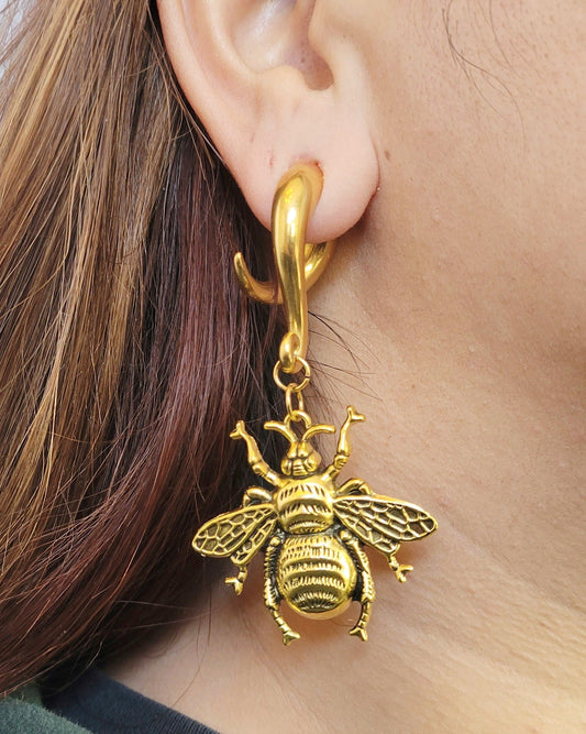 Gold Bee Ear Weights