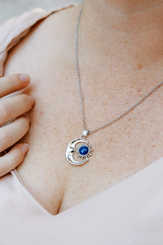 Sun and Moon Necklace - Lapis Lazuli / Expression